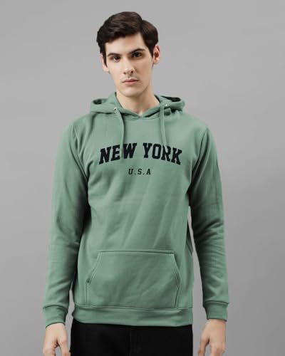 ADRO Men's Regular Fit Hoodies| Printed Hoodie | Cotton Hoodies | Sweatshirt for Men | Hooded Hoodie | H24-NEW-PT (Pista, X_Larg