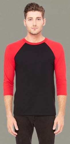 Unisex 34-Sleeve Baseball T-Shirt - gRY cHR BLK TRB - S(D0102H7Wg26)
