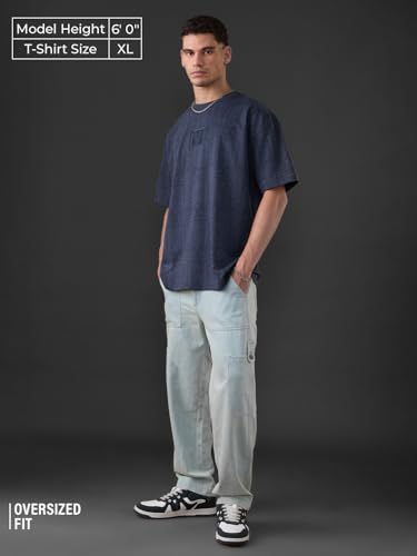 The Souled Store Avatar: Air Bender Men and Boys Short Sleeves Round Neck Blue Applique Pathed Woven Badge Casual Streetwear Cot