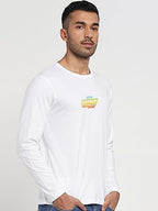 Bewakoof X Official Marvel Merchandise Mens Galaxy Ship Graphic Printed Cotton Jersey T-Shirt - Regular Fit, Round Neck, Full S