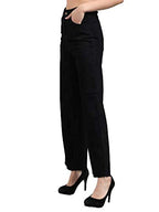 KOTTY Womens High Rise Cotton Lycra Clean Look Regular Length Flared Denim Jeans Black