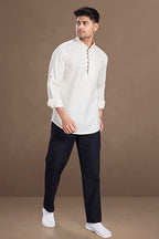 Divisive MenS Cotton Relaxed Fit Short Kurta (Dkrt1065_L_Cream)