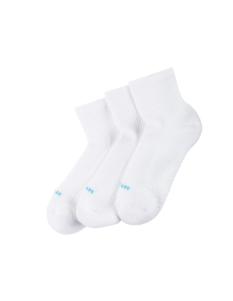 HUE womens Hue Women's Air Cushion Mini Crew Sport Socks, 3 Pair Pack casual socks, White, One Size US