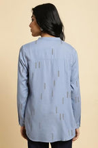 W Geometric Printed Shirt-Style Top for Women