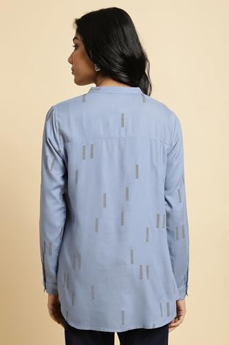 W Geometric Printed Shirt-Style Top for Women