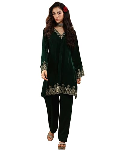 Libas Embroidered Velvet Flared Co-Ords Set For Women (49629Xl)