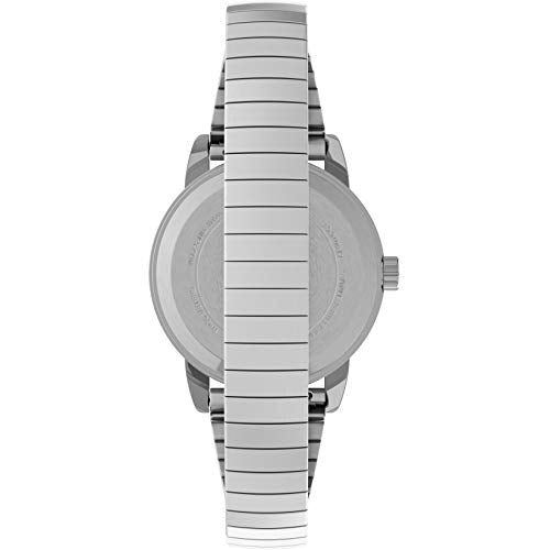 Timex Women's Easy Reader 25mm Watch Box Set - Silver-Tone Case White Dial with Tapered Expansion Band + Black Leather Strap