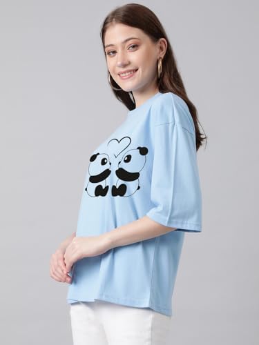 KOTTY Womens Cotton Blend Printed Oversized T-Shirts