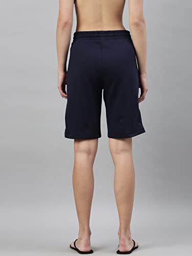 Enamor Essentials Womens Mid Rise Relaxed Fit 100% Cotton Knee Length Shorts Bermuda with Elasticated Waistband and Pockets - E0