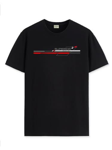 ADRO Mens Graphic Printed 100% Cotton T-Shirt - Regular Fit, Printed T-Shirts for Men (RN24-RAC-BL_Black_S)