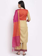 Anni Designer Women'S Cotton Straight Kurta With Palazzo & Dupatta (Kpzd-Cot-10013-Beige)