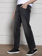 Dennis Lingo Mens Dark Grey Cotton Relaxed Fit Jeans