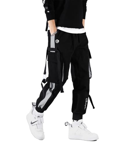 Noble Monk Track Pant For Men | Stylish Track Pants | Cargo Pockets |Baggy Fit JoggerS For Men Black Cement Grey