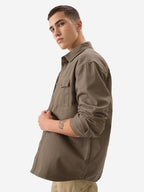 The Souled Store Solids: Brown Men And Boys Long Sleeve Collared Neck Button Front Regular Fit Utility Shirts