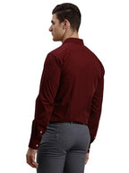 Turtle Men 100% Cotton Slim Fit Maroon Solid Formal Shirt