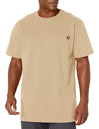 Dickies mens Short Sleeve Heavyweight Crew Neck Pocket T-shirt Henley Shirt, Desert Sand, Small US