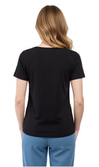 Women's Short Sleeve Pintuck Scoop Neck T-Shirt — 100% Cotton Knit