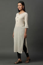Aurelia Women'S Cotton Straight Fit Striped Kurta
