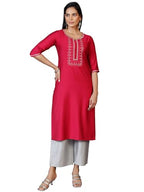 Libas Women'S Silk Printed Straight Kurtas (29645C Pink