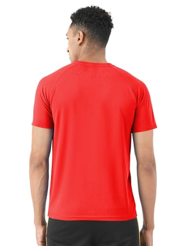 PUMPD Mens Solid Regular Fit T-Shirt (PUMSS23MTS-031_Red Blaze