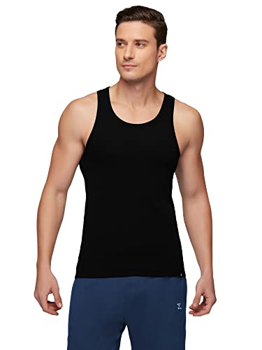 Xyxx MenS Super Combed Cotton Round Neck Ribbed Vest - High Moisture Absorbing Innerwear For Men With Anti-Microbial Silver Fin