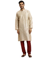 Sojanya (Since 1958, MenS Silk Blend Cream & Gold Pintex Only Kurta, Size: 44