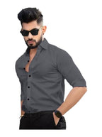 Tee Projekt Shirt For Men Cotton Plain Spread Collar Casual Shirt Parfect For Ormal Wear, Home Wear, Office Wear Grey