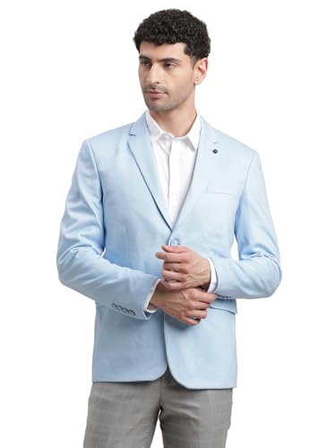 Turtle Men Knitted Casual Sky Blue Blazer