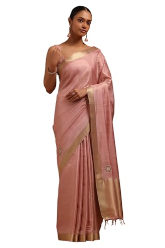 Soch Women Tussar Solid Saree with Thread Work