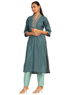 Libas Womens Embellished Silk Blend Straight Kurta For Women