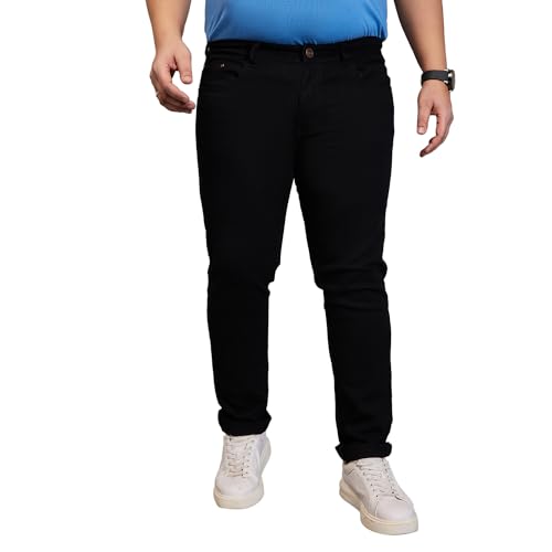 Bigbanana Plus Size MenS Regular Fit Solid Jeans (Zenith,Black,7Xl)