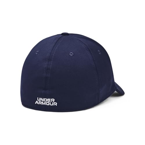Under Armour Men's Blitzing Cap Stretch Fit, (410) Midnight Navy / / White, Small/Medium