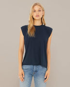 Ladies Flowy Muscle T-Shirt with Rolled cuff - DARK gRY HEATHER - S(D0102H7WHN6)