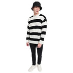 Bewakoof MenS Striped Black Mock Neck Full Sleeve Oversized Sweater