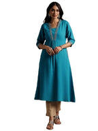 Libas WomenS Silk Embroidered Regular Kurtas (29189Or Blue