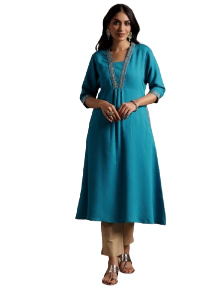 Libas Womens Yoke Design Silk A-Line Kurta For Women