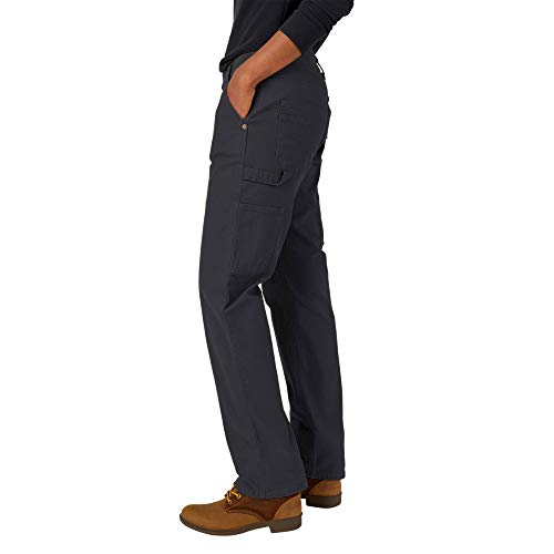 Dickies Women's Relaxed Straight Carpenter Duck Pant, Rinsed Black, 14
