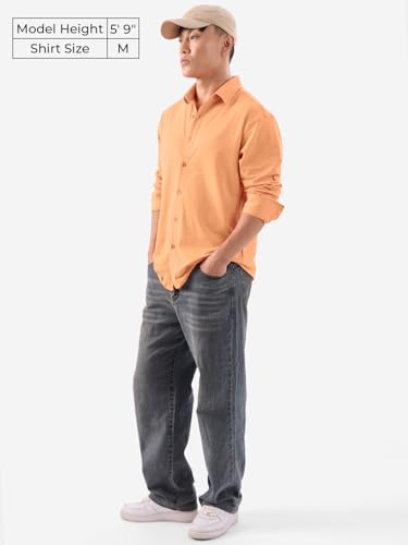The Souled Store: 100% Cotton Men & Boys Long Sleeve Collared Neck Button Front Solid Textured Shirts