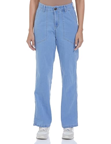 INKD Womens Straight Fit Jeans - High-Rise | Enzyme Wash (INKSS24WJN-408-Seaside Slate-30)