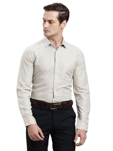 Turtle Men Grey Regular Fit Dobby Giza Cotton Formal Shirt
