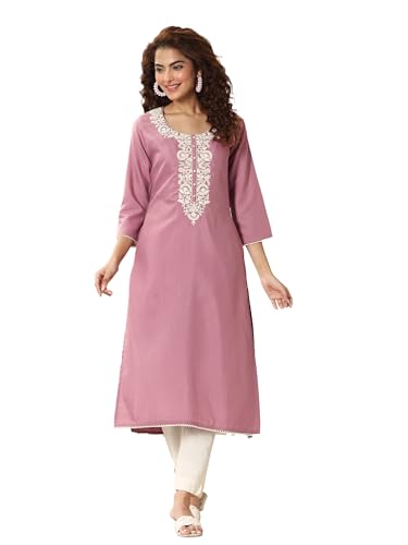 Libas WomenS Viscose Rayon Floral Straight Kurtas (98183_Pink_Xxl)