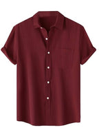 TAGDO Mens Solid Shirt with Chest Pocket Short Sleeve Shirt for Summer Outdoor Activities (Sugar-Shirt-5182-Maroon-XXL)