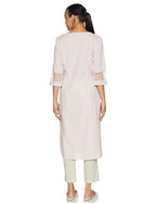 Aurelia WomenS Cotton Solid Regular Pink Sequined Lurex Striped Kurta (23Fea13940-704155
