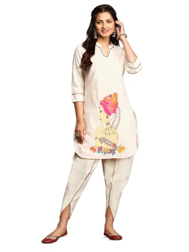 Ishin Women Off White Cotton Kurta Set Without Dupatta