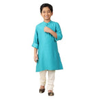Fabindia Boy'S Viscose Blend Self Design Regular Kurta (1030900Blue_Blue