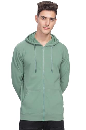 ADRO Men's Cotton Neck Hooded Sweatshirt (ZH24-PLN-PT_Pista