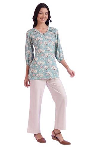 Aurelia Women'S Blue Printed Modal Straight Kurti (Size: M)-A30509-508943