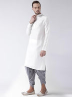 Kisah Men White Woven Design Straight Kurta Full Sleaves, Knee Length, Straight, Regular Fit, Mandarin Collar Ethnic Casual Wear