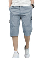 TAGDO Mens Solid Cotton Shorts (RF-Cotton-Shorts-2003-Silver-L)