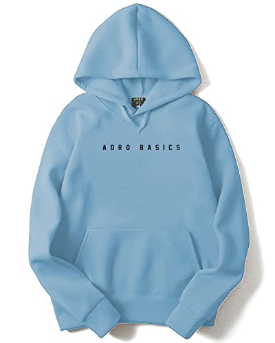 ADRO Men's Cotton Neck Hooded Sweatshirt (H22-1-AR2-SK_SkyBlue_S)
